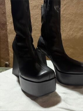 Dolls Kill Black High Platform Knee-High Boots